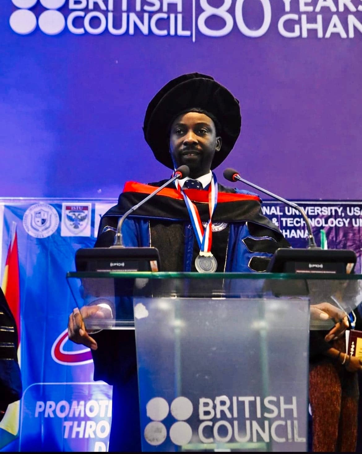 Divine Oshideko speaking at the 3rd Leadership and Entrepreneurship International Conference at the British Council in Ghana