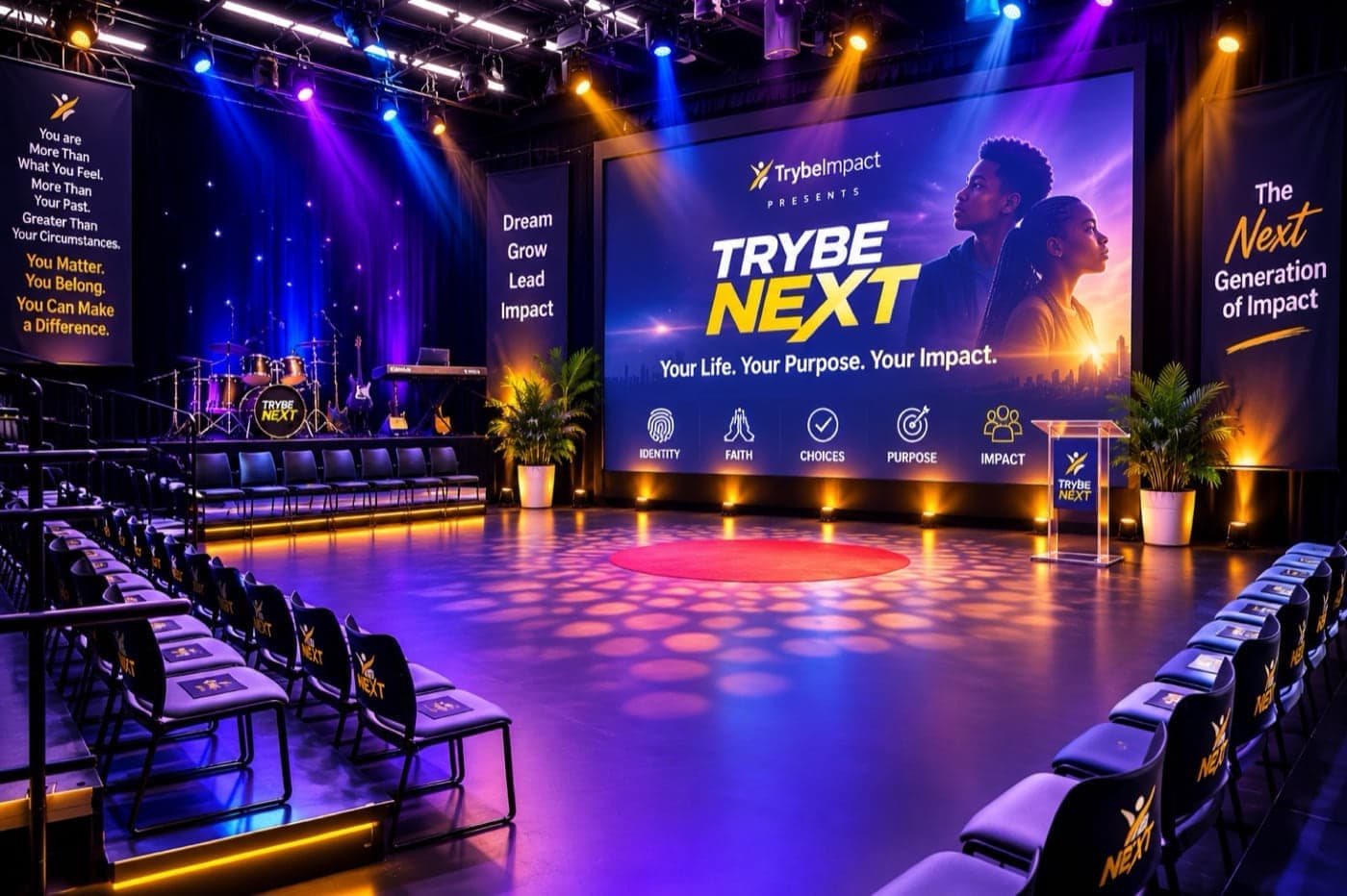 Young people gathering in The Room for a live Trybe Next experience